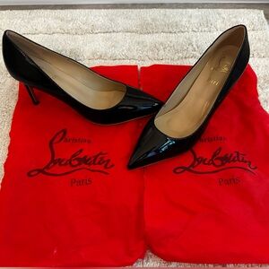 Christian Louboutin Black Leather Pointed Toe Heels